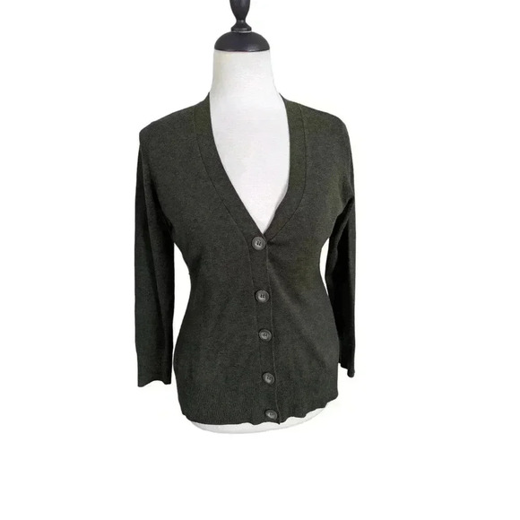 Tailor B.Moss V-neck Button Up Cardigan Sweater Dark Green Size M - Picture 1 of 4